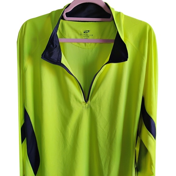 Ultraclub Cool & Dry Men's 3XL Neon Yellow 1/4 Zip Performance Pullover NWT - Picture 4 of 8
